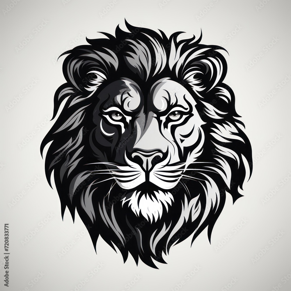 Attractive Lion Logo in Simple White AI Generated