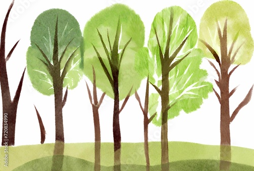 Watercolor Trees Nature Illustration 
