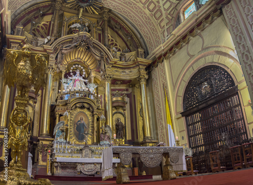 Interior of the  Plazuela de la Merced  church in the old town of Lima  Peru.