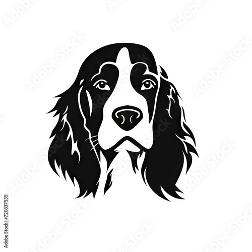 English Springer Spaniel Icon, Dog Black Silhouette, Puppy Pictogram, Pet Outline, Cocker Spaniel Symbol