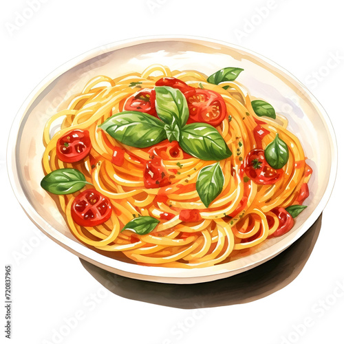 simple clip art of spaghetti,watercolor illustration