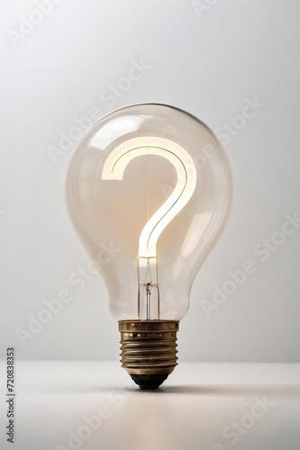 "AI-Generated Light Bulb with Question Mark Inside on White Background" 