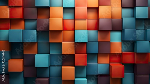 abstract seamless background with 3d cubes in orange and blue colors Generative AI