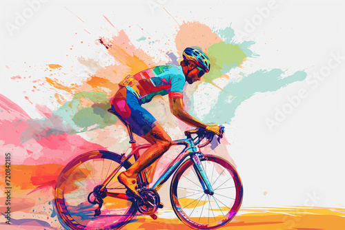 colorful poster of a mountain bike race rider