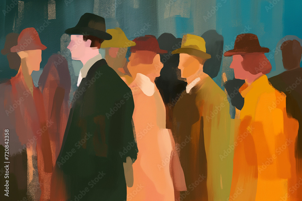 experimental painting of people standing