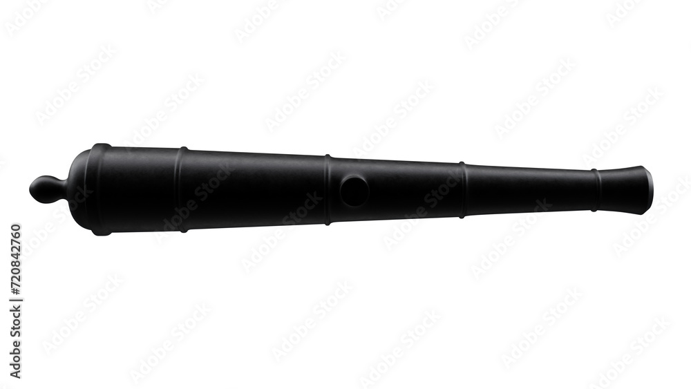 Ancient black cannon isolated on transparent and white background. Weapon concept. 3D render Ancient black cannon isolated on transparent and white background. Weapon concept. 3D render