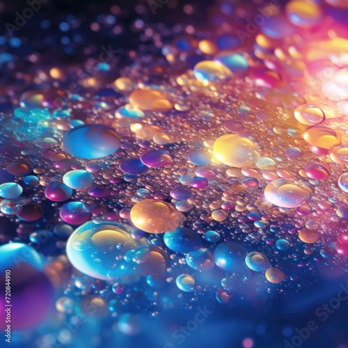 Background of abstract glitter lights, a group of bubbles, illustration with water liquid