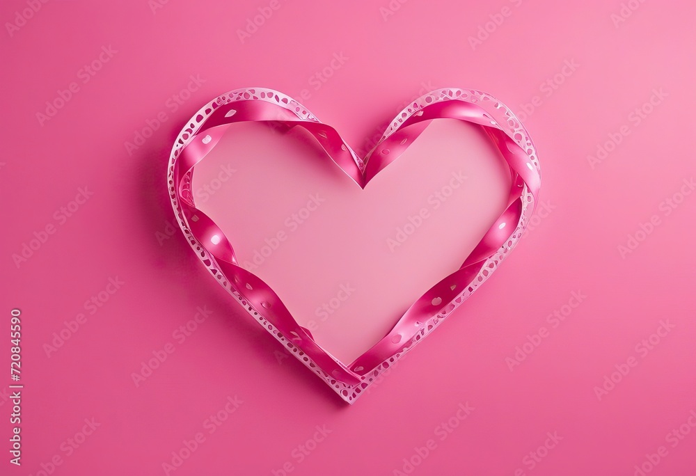 Valentine's Day celebration ribbon made pink background Heart
