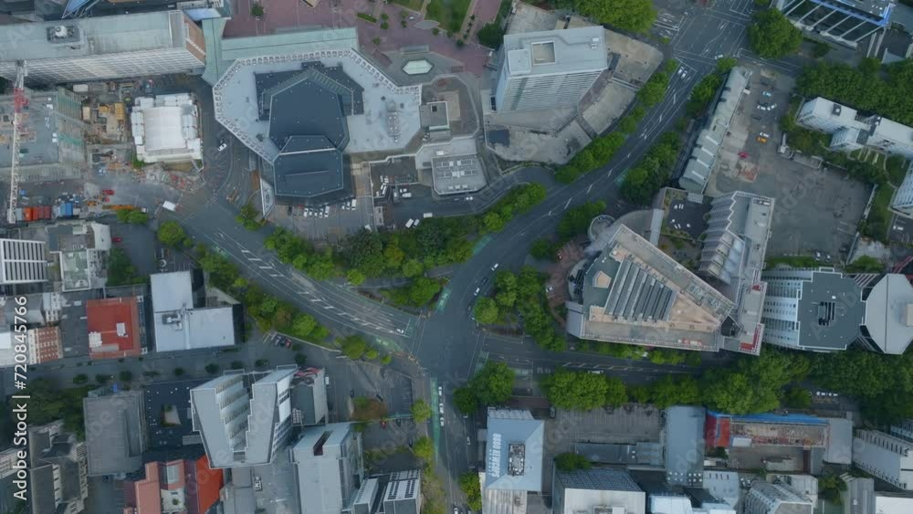 Top down aerial shot of Aotea centre and town hall, Auckland, New Zealand Top down aerial shot of Aotea centre and town hall, Auckland, New Zealand
