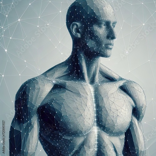Low polygon mesh of human body anatomy illustration