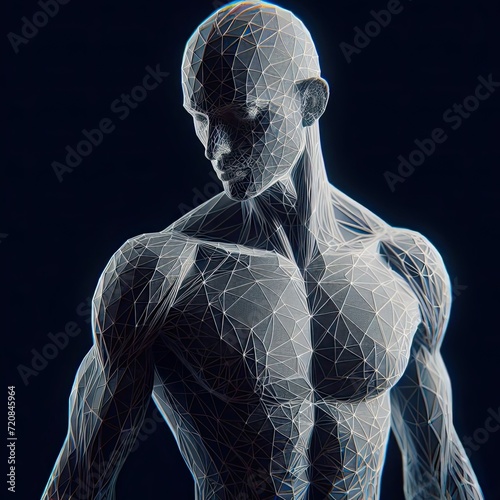 Low polygon mesh of human body anatomy illustration