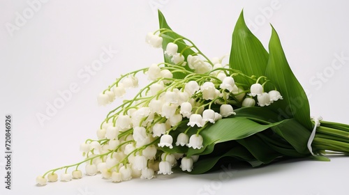 Lily of the valley bouquet isolated on white background. 3d illustration Generative AI