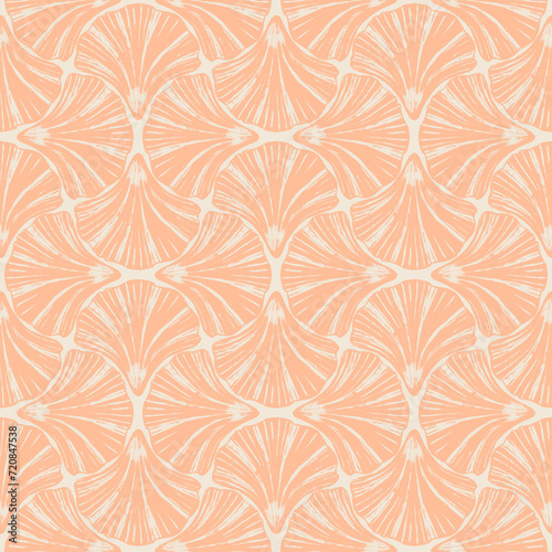 Art deco style abstract watercolor sea shells geometric forms seamless pattern
