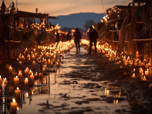 Day of the Dead Cemetery with Candlelight in Mexico AI Generated © Alex