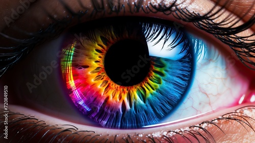Close-up of human eye with iris. 3D rendering Generative AI
