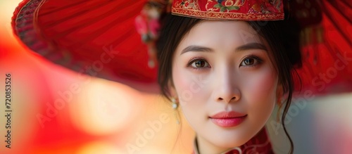 Attractive Asian lady in attire.