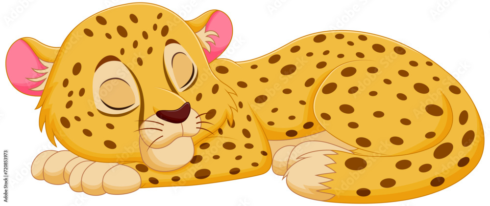 Cute Cheetah Cartoon Sleeping Vector Illustration. Animal Nature Icon Concept Isolated Premium Vector Cute Cheetah Cartoon Sleeping Vector Illustration. Animal Nature Icon Concept Isolated Premium Vector