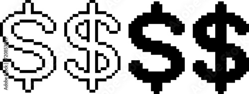 pixel art usd sign set