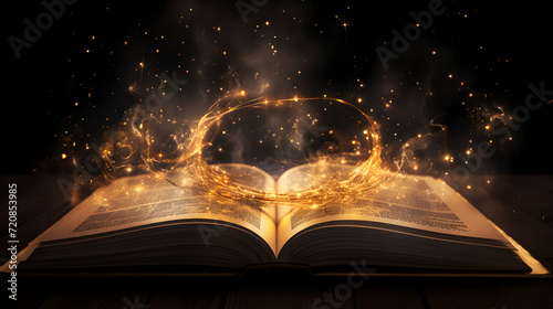 magic book with space and lights