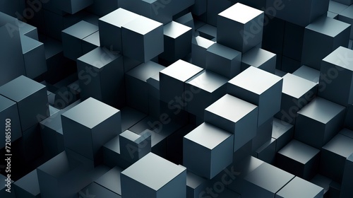 3d rendering of abstract cubes background in black and white colors. Generative AI