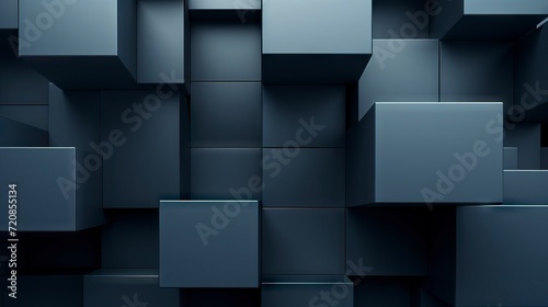 Abstract black cubes background. 3d rendering, 3d illustration. Generative AI