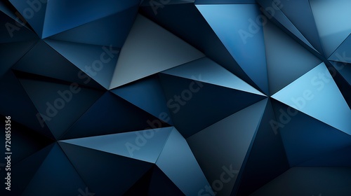 3d Triangles, abstract background. Design wallpaper. Black and blue Generative AI
