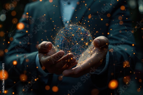 Businessman Holding Crystal Ball in Suit