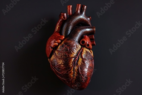 Human Heart on Black Background photo
