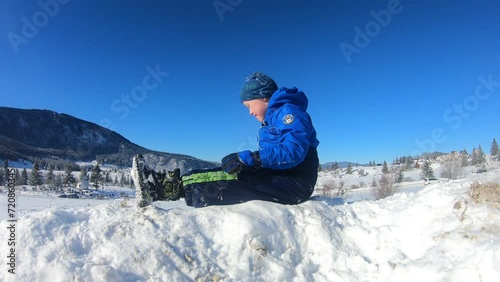 A boy on snow. 