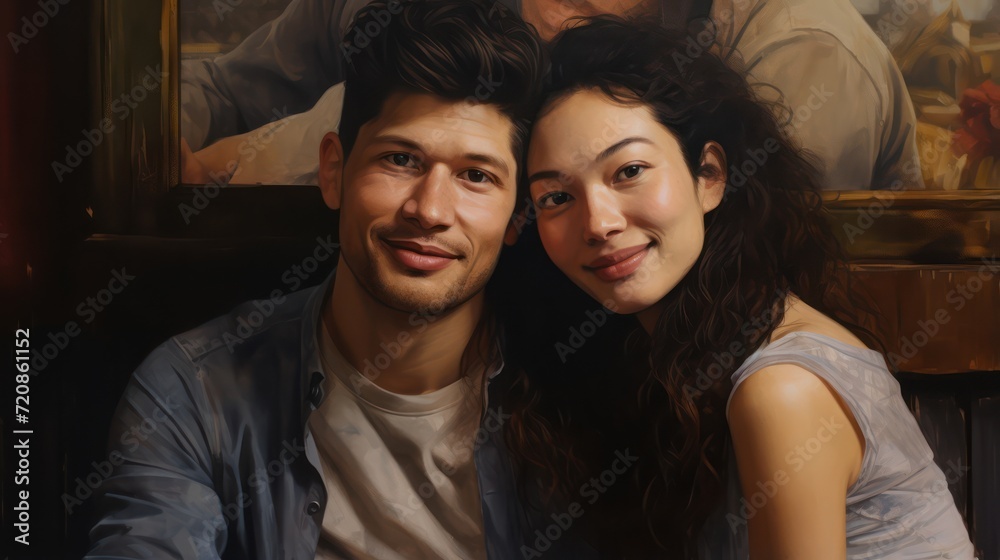 A Portrait of a Young Multiracial Couple AI Generated