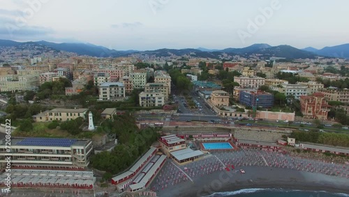 City panorama with beach Bagni San Nazario and Gilberto Govi gardens photo