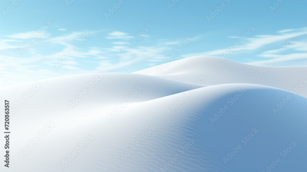 Abstract winter background with sand dunes and blue sky. illustration. Generative AI