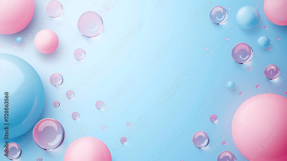Creative Graphic Design Abstract Background - Blue, pink and purple bubbles with copy space