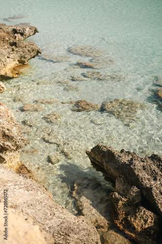 Fototapeta Naklejka Na Ścianę i Meble -  Rocky seashore at Elafonissi beach in Crete