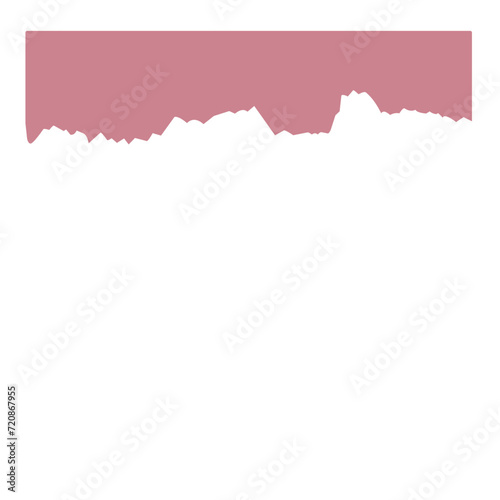 Vector illustration of piece of torn red paper stuck on transparent
