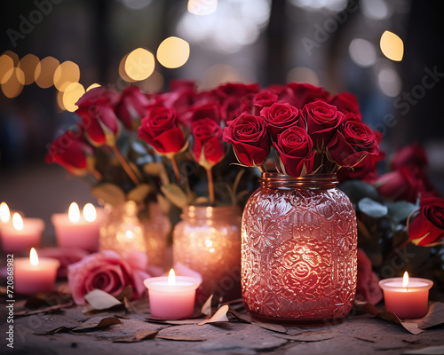 Enchanted Evening: Roses and Candlelight Ambiance