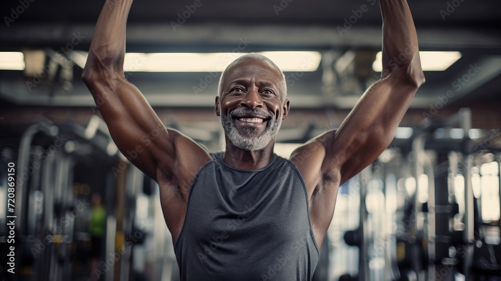 African middle age male fitness instructor in the gym African middle age male fitness instructor in the gym