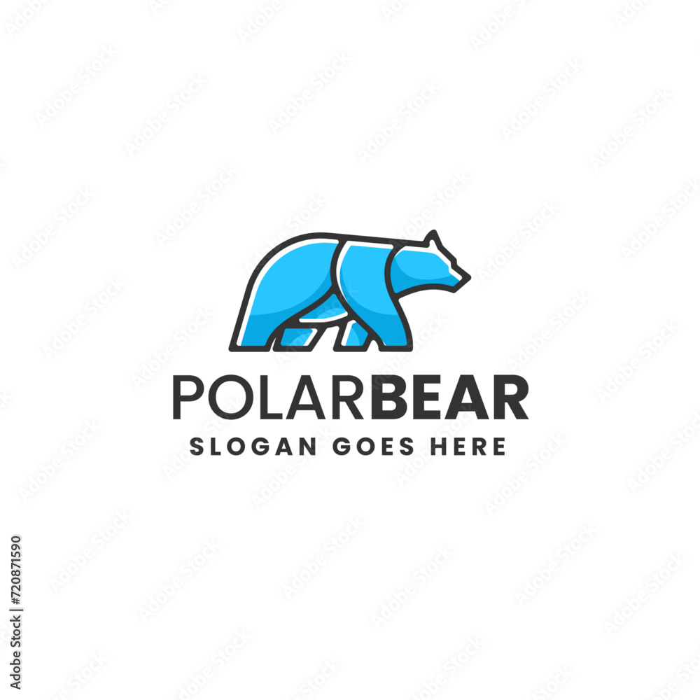 Vector Logo Illustration Polar Bear Love Mascot Cartoon Style Vector Logo Illustration Polar Bear Love Mascot Cartoon Style