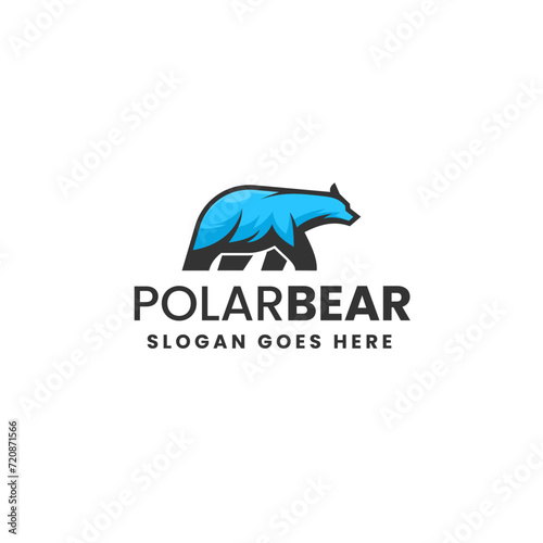 Vector Logo Illustration Polar Bear Love Mascot Cartoon Style