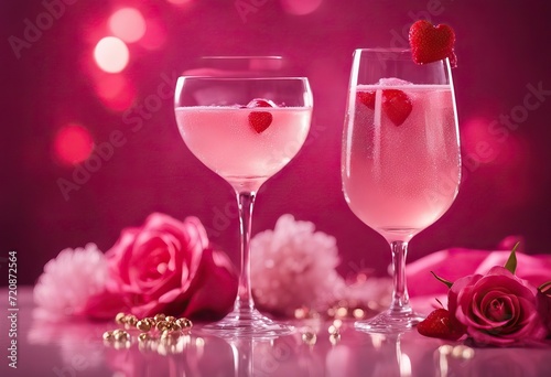  day St glasses cocktail pink champagne Couple prosecco Festive