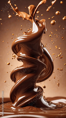 thick chocolate swirling splash mixture