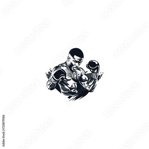 Creative boxing design concepts, illustrations, vectors. boxing vector graphic template. sport boxer illustration in badge style.