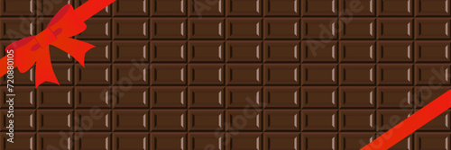 リボンのある板チョコのバナー背景素材　2