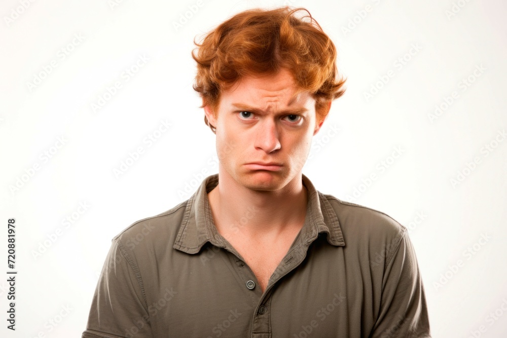 Portrait of a young man with red hair and angry facial expression Portrait of a young man with red hair and angry facial expression
