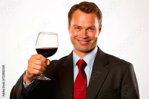 Portrait of a young man holding a glass of red wine.
