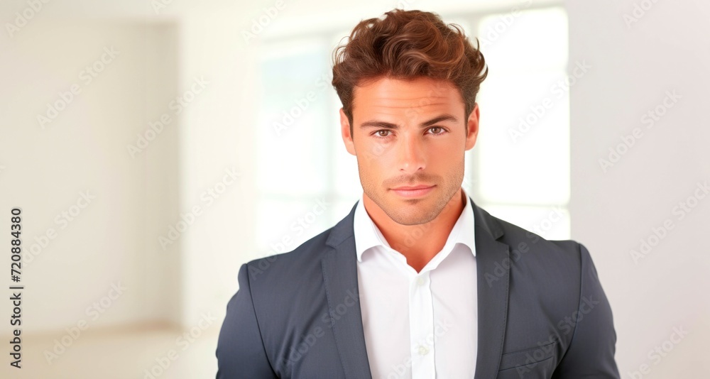 Portrait of a handsome young man in suit looking at camera. Portrait of a handsome young man in suit looking at camera.