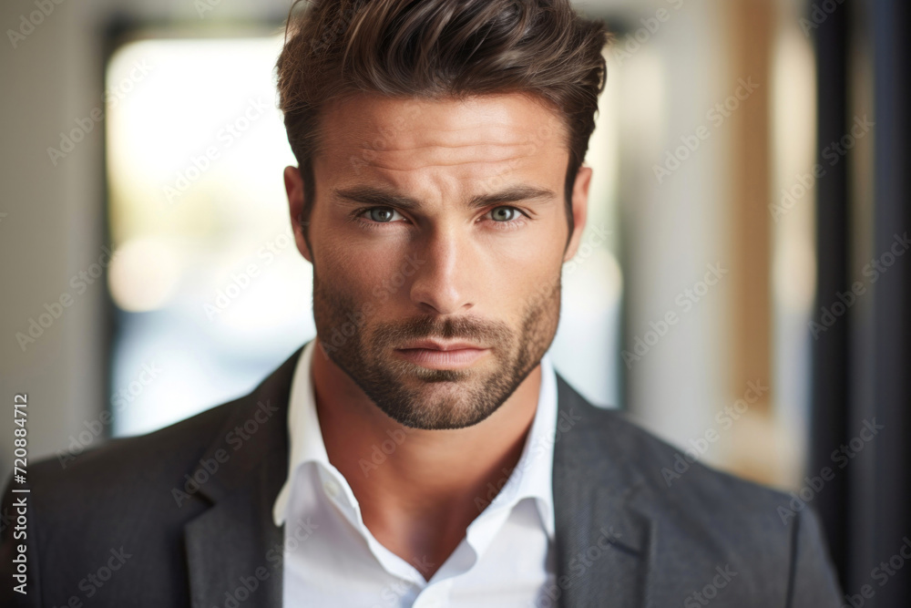 Portrait of a handsome young man in suit looking at camera. Portrait of a handsome young man in suit looking at camera.