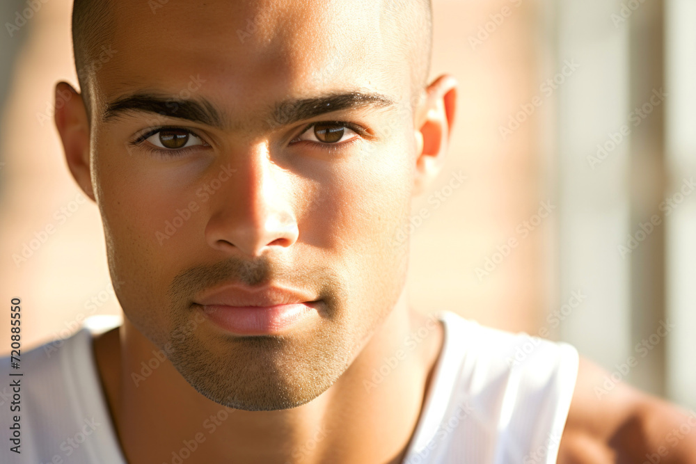 Obraz premium Portrait of a handsome young man outdoors. Close-up.