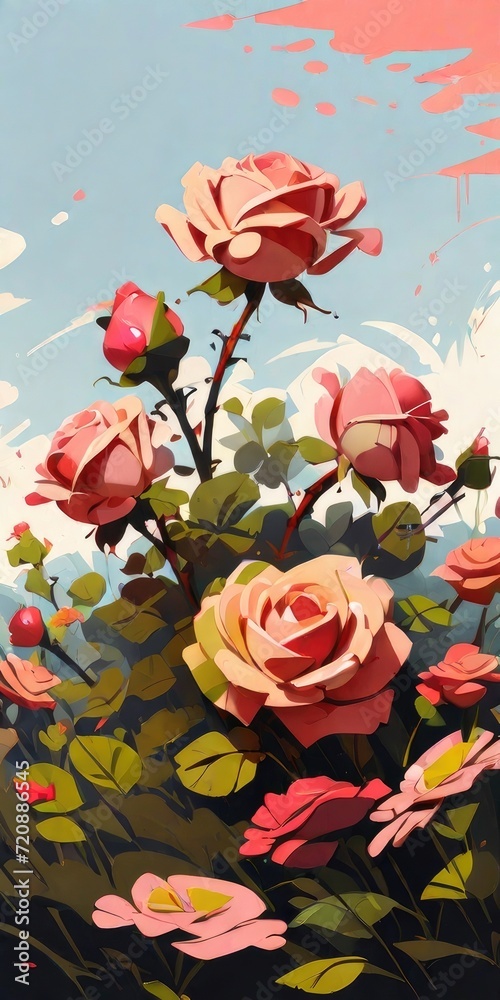 Roses in the garden background 