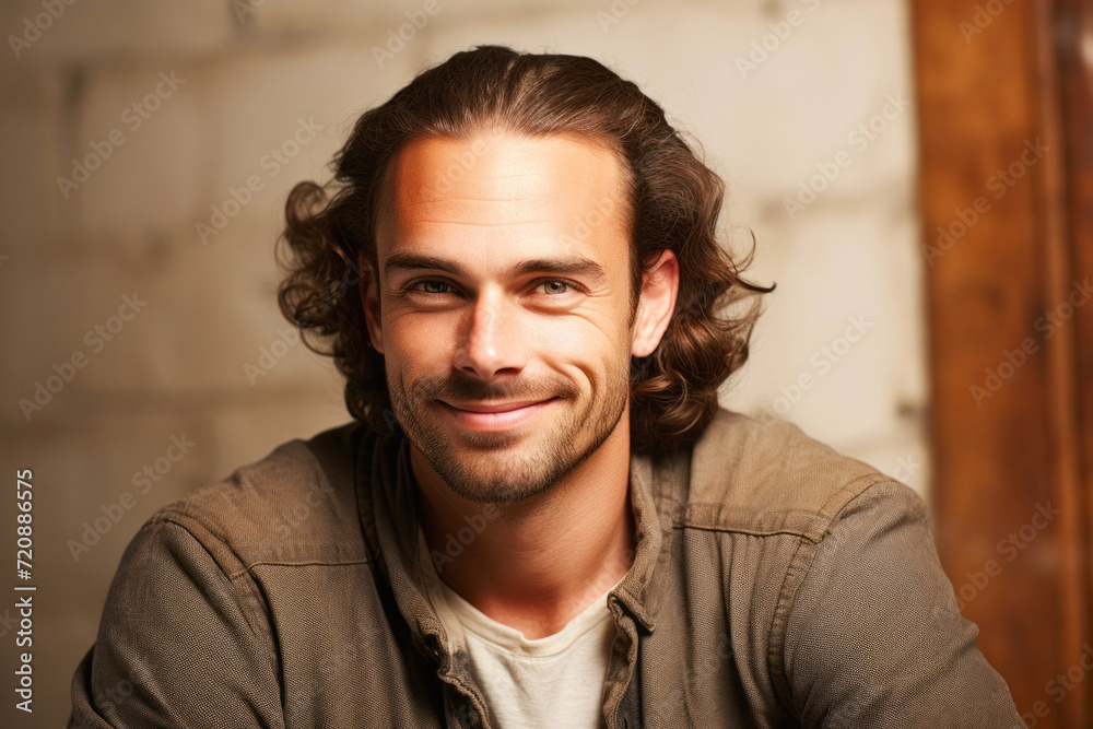 Portrait of a handsome young man in casual clothes. Men's beauty, fashion Portrait of a handsome young man in casual clothes. Men's beauty, fashion